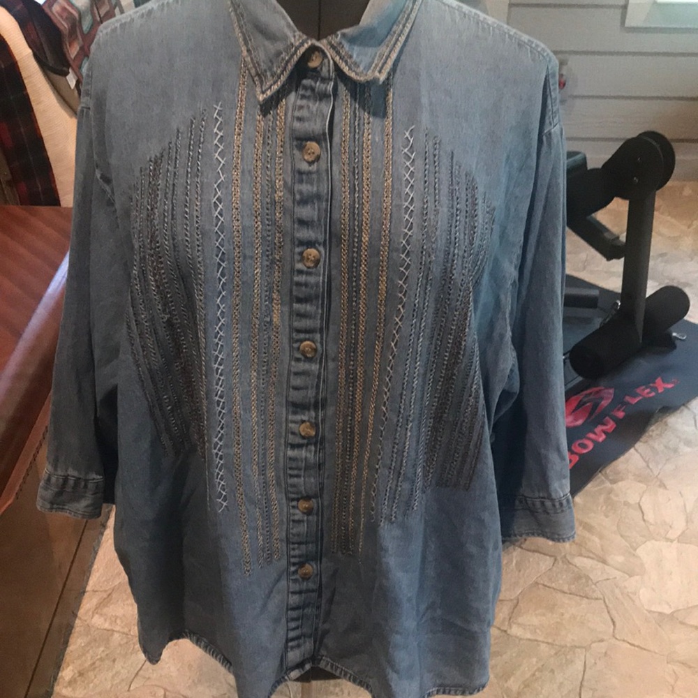 Maggie & Max Blouse Denim Shirt Size 3X